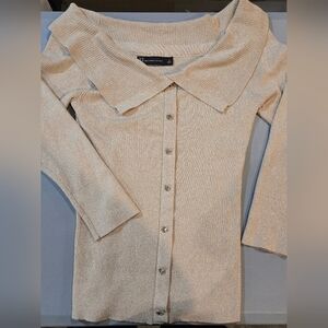 New York & Company Cream Off-Shoulder Sweater 3c28